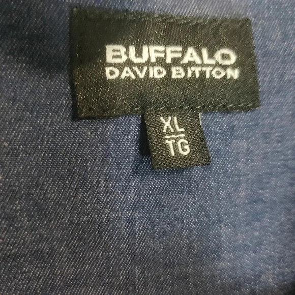 David Buffalo Bitton Blue Denim  Long Sleeve Button Down Shirt Size XL. - Picture 5 of 8